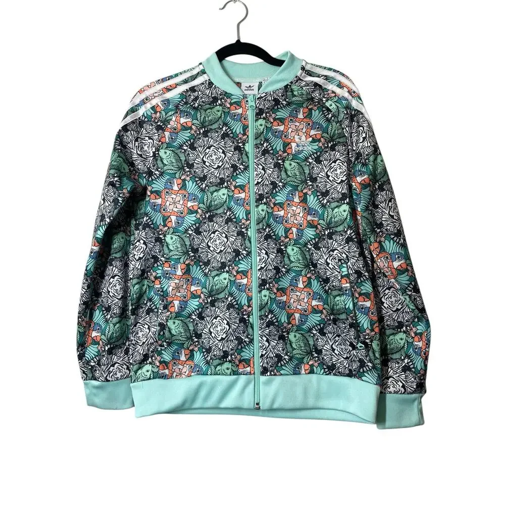 Adidas Girls Zoo Full Zip Jacket Mint Size Large Youth 13-14 Jungle